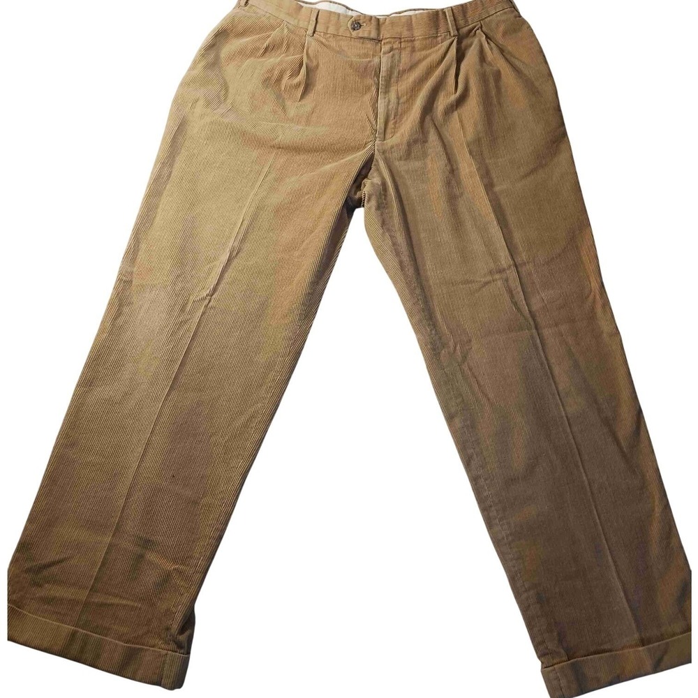 Jos. A. Bank Corduroy Pants Mens 40 Reg Tan Pleated Heritage Preppy Cozy Casual